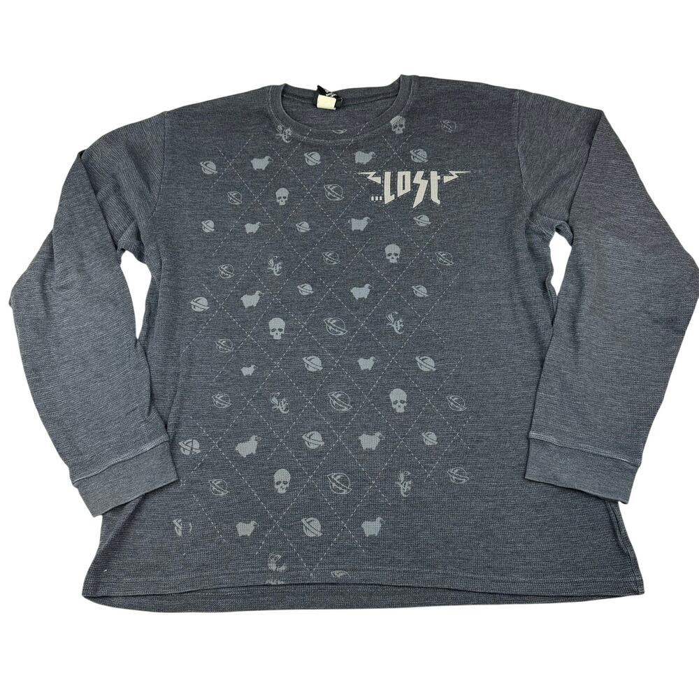 ...Lost Brand Gray Thermal Long Sleeve Shirt Large